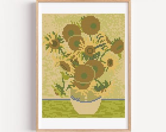 Patrón de punto de cruz mini de los Girasoles de Van Gogh (PDF)