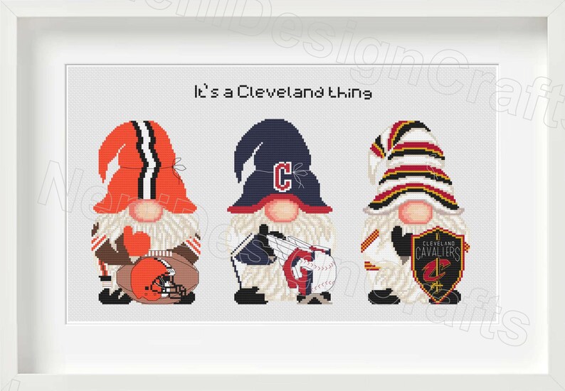 Cleveland Thing Cross Stitch Pattern Sport Fan Gnomes DIY Cute Gnomes Home Decor Wall Decor