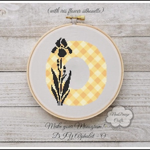 Flower silhouette O letter Cross stitch pattern Alphabet cross stitch Personalized letter cross stitch DIY Name pattern Only the letter O