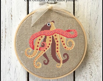 Octopus Cross Stitch Pattern, Sea Animal Design (PDF Pattern)