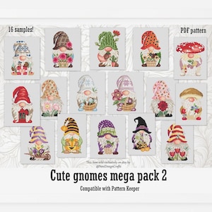 Gnomes Cross stitch pattern Cute Gnomes Christmas Valentine&#39;s day Home decor PDF pattern Digital cross stitch Modern pattern Cute gnomies