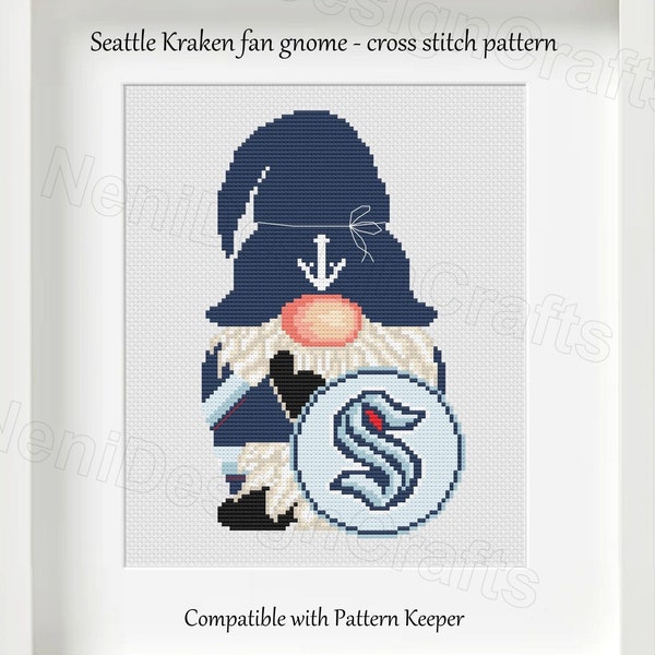 Hockey fan Gnome Cross stitch pattern Hockey team Cute gnome pattern DIY Cute decoration Home decor Hockey fan gnome Wall decor Kids room