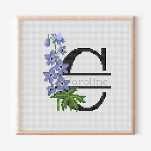 Padrão de ponto cruz Presente para ela Letra floral C Nome personalizado Alfabeto contável Decoração para casa Padrão em PDF Download digital Bordado moderno