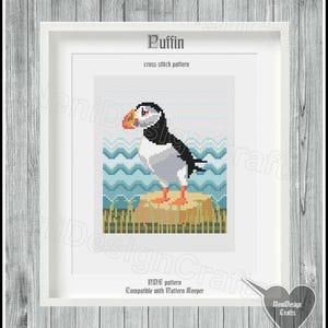 Puffin Cross stitch pattern Bird pattern Sea birds Animals Home decor Wall decor Nature Seaside Harbor birds Beautiful Birds pattern