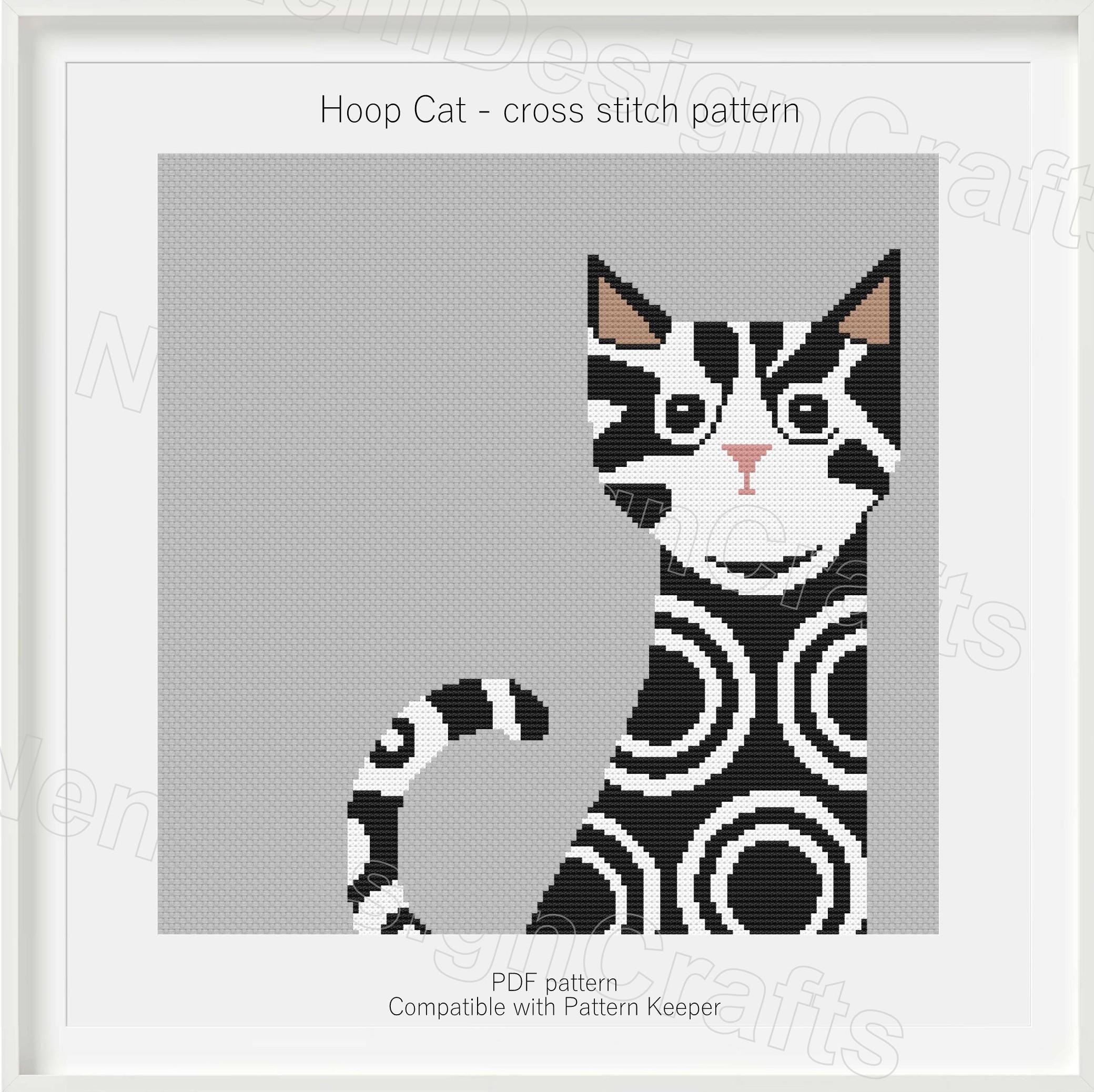 Modern Hoop Cat Cross Stitch Pattern, Kitten Lover, Funny Animals Gift ...
