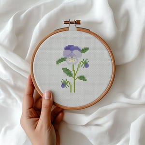 Flower Cross stitch pattern DIY Tiny Pansy flower Beginner cross stitch PDF pattern Digital embroidery Easy Wildflower decoration Home decor