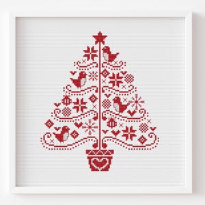 Christmas Tree Cross Stitch Pattern, Folk Embroidery (PDF Pattern)