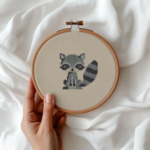 Raccoon Cross stitch pattern Cute Raccoon embroidery Anima cross stitch Easy pattern PDF pattern Beginner cross stitch Modern Animals