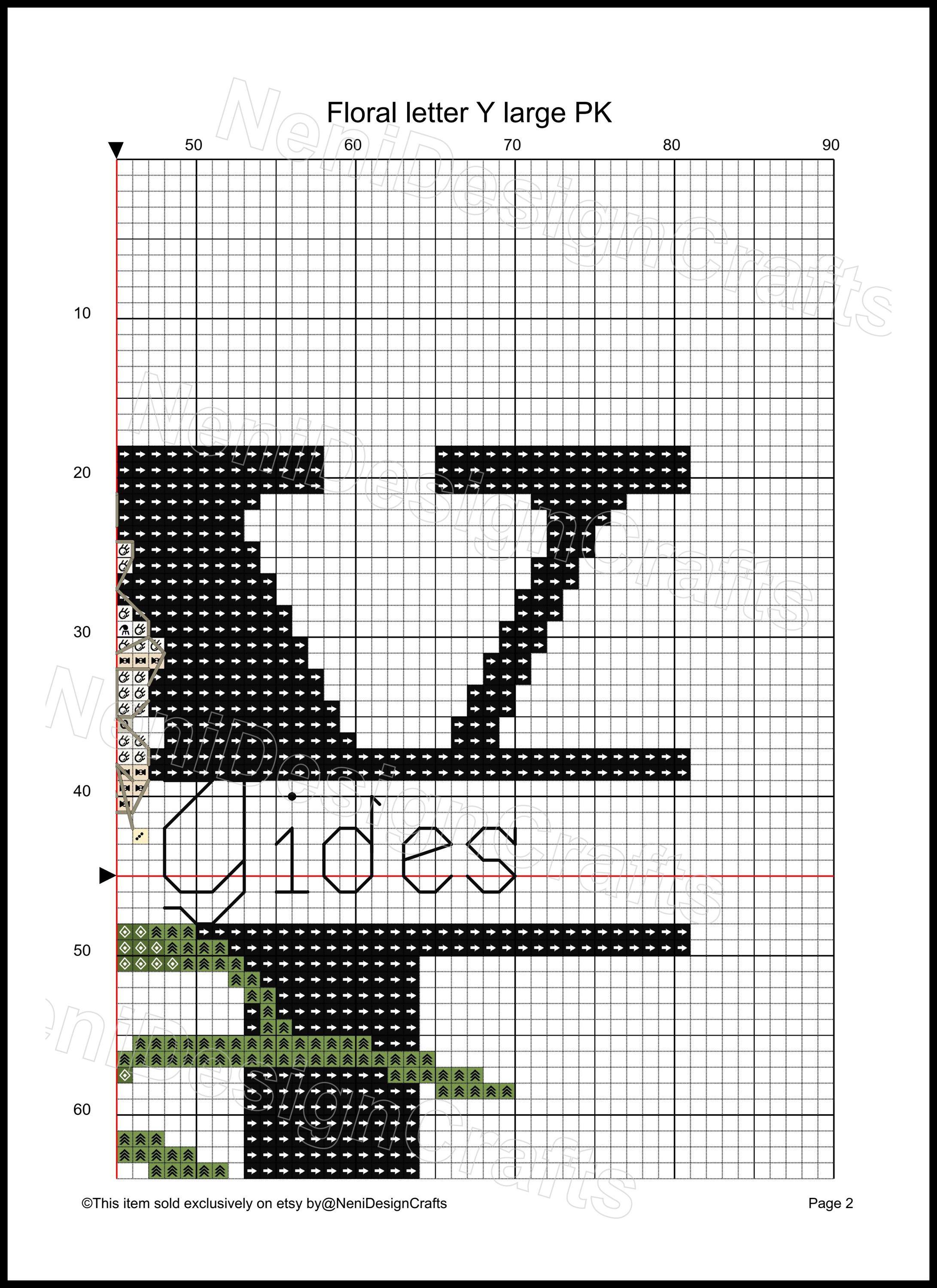 Floral Letter Y Cross Stitch Pattern, Customizable Alphabet (PDF ...