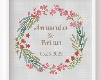 Personalized Wedding Cross Stitch Pattern, Anniversary Sampler (Digital Download PDF)