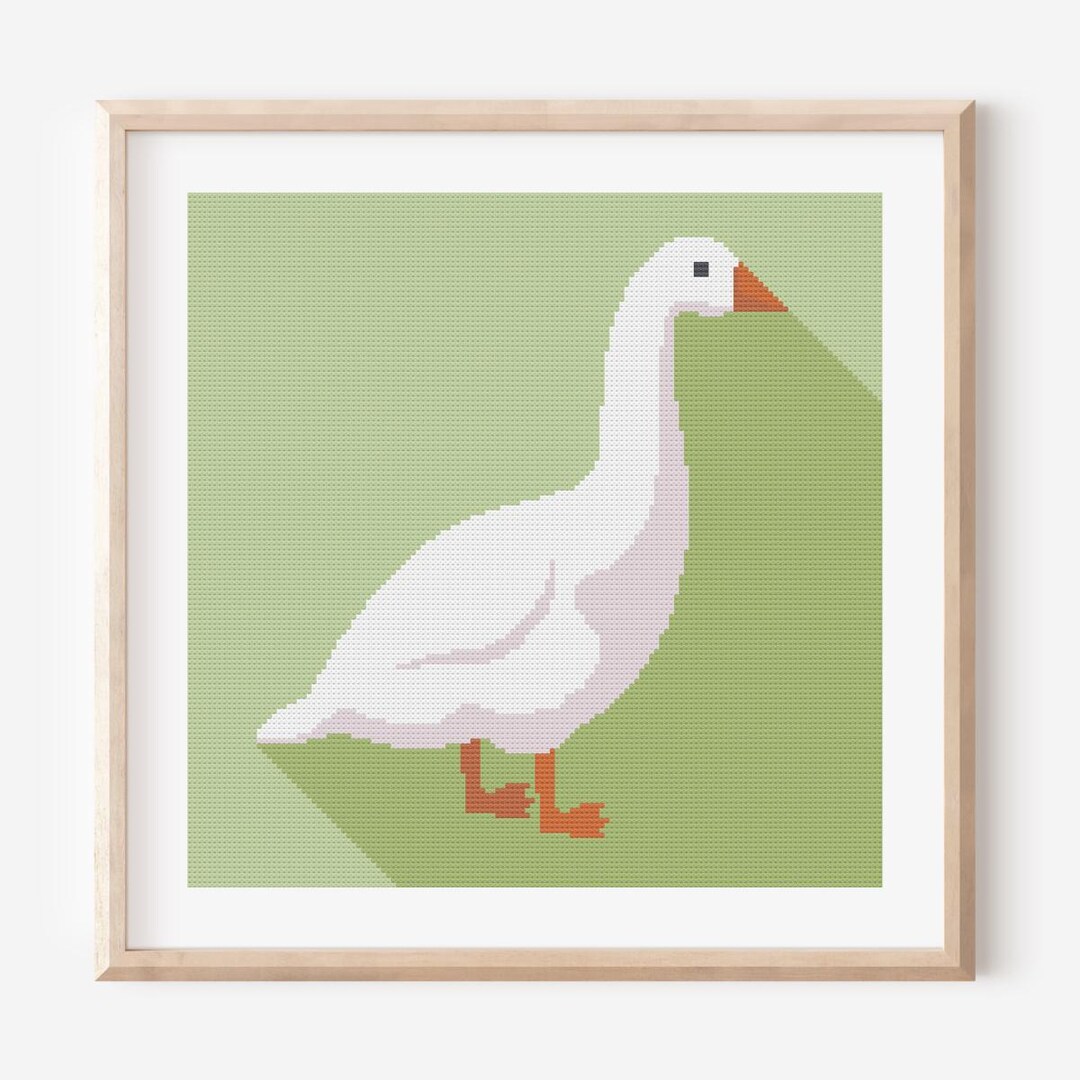 Goose Graph Pattern Goose Cross Stitch Pattern: Farm Animals, Green Spring Design, Easy ...