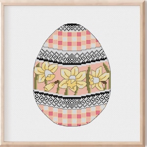 Easter Cross stitch pattern Easter egg Lace PDF pattern Digital cross stitch Modern cross stitch Home decor Modern Floral art pattern
