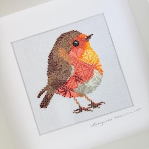 Rotkehlchen Kreuzstich-Muster Wintervogel PDF-Muster
