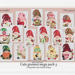 Gnomes Cross stitch pattern Cute Gnomes Christmas Valentine&#39;s day Home decor PDF pattern Digital cross stitch Modern pattern Cute gnomies