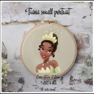 Tiana small portrait Cross stitch pattern Princess cross stitch Tiana princess Kids room decoration Tale heroes DIY Home decor Wall decor