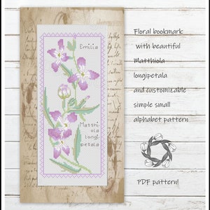 Floral bookmark 1 Cross stitch pattern Matthiola Bookmark cross stitch Bookmark pattern Viola cross stitch Flower cross stitch Home decor