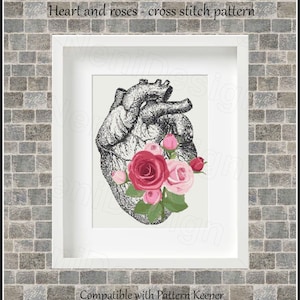 Heart and roses cross stitch pattern Human anatomy Body cross stitch cross stitch Modern cross stitch Rose cross stitch Heart cross stitch