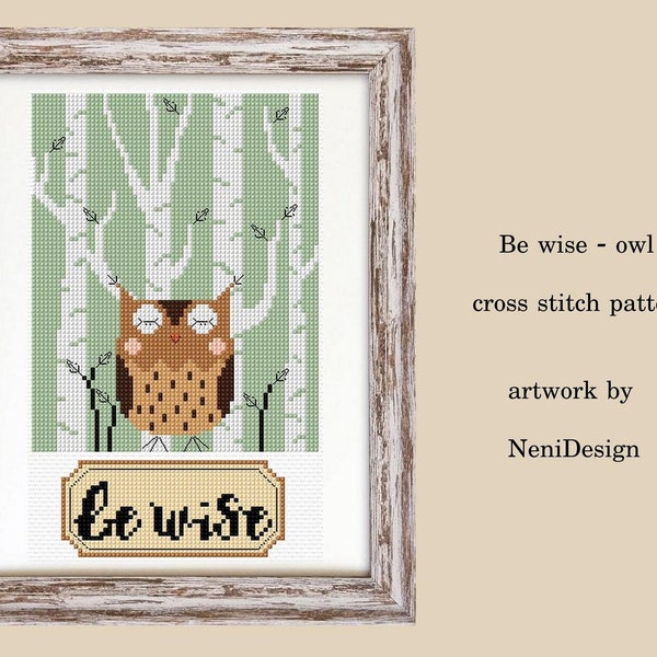 Owl Cross Stitch Pattern, Kids Room Decor (PDF Pattern)