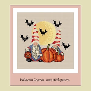 Halloween Gnomes Cross stitch pattern DIY halloween cross stitch DIY gnomes cross stitch Cute gnomes pattern Halloween decoraition Gnomes
