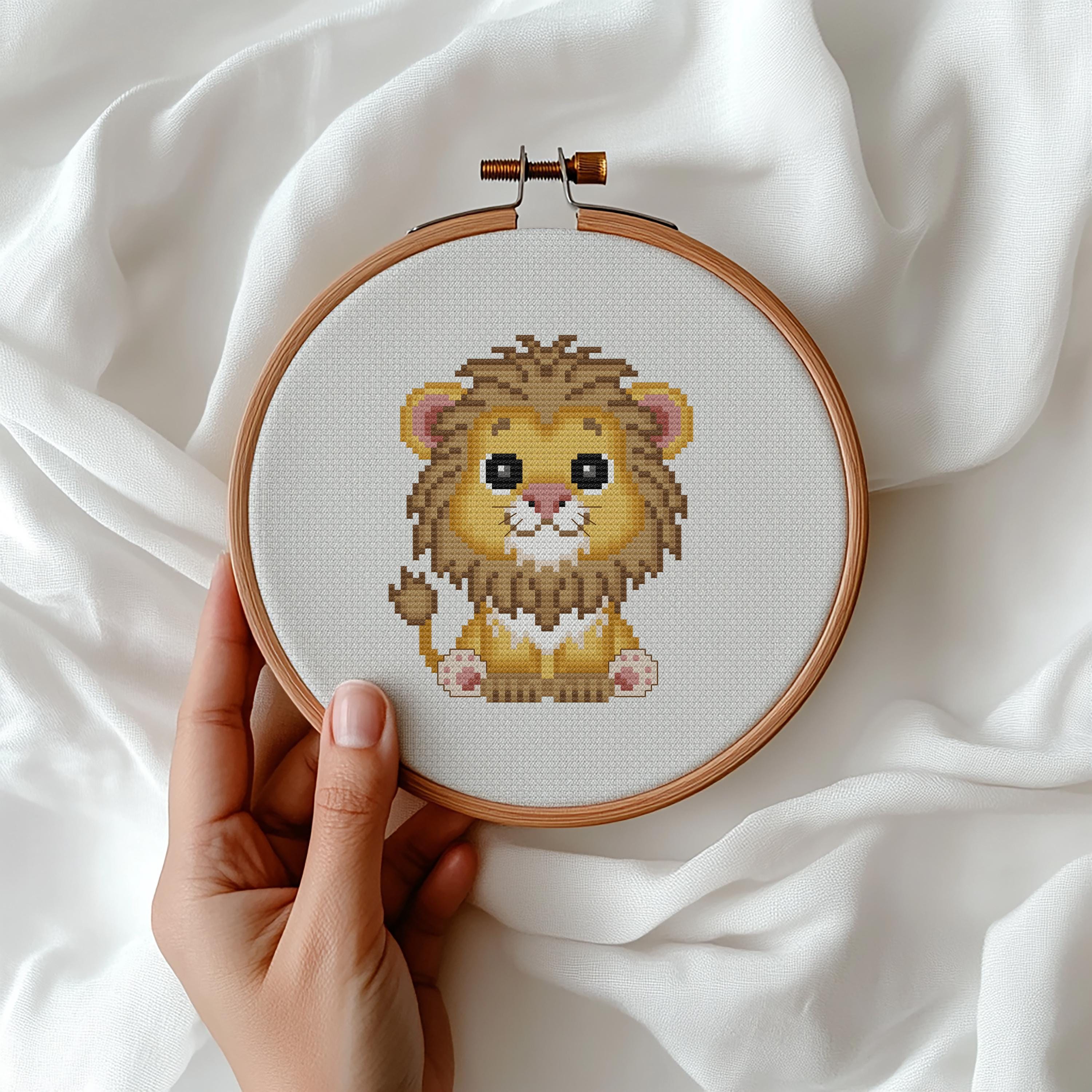 Lion Cross Stitch Pattern: Small Animal Embroidery (PDF Pattern) Baby ...
