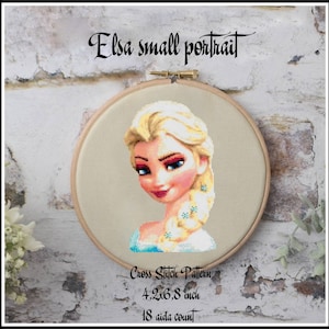 Elsa small portrait Cross stitch pattern Princess cross stitch Elsa princess Kids room decoration Tale heroes Home decoration Frozen pattern