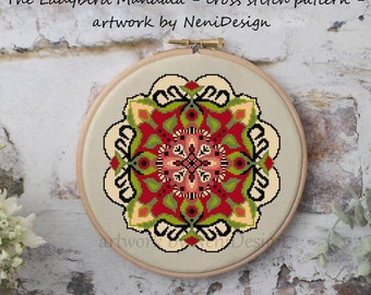 The Ladybird Mandala, cross stitch pattern, mandala pattern, mandala cross stitch, cross stitch, modern cross stitch, modern pattern mandala