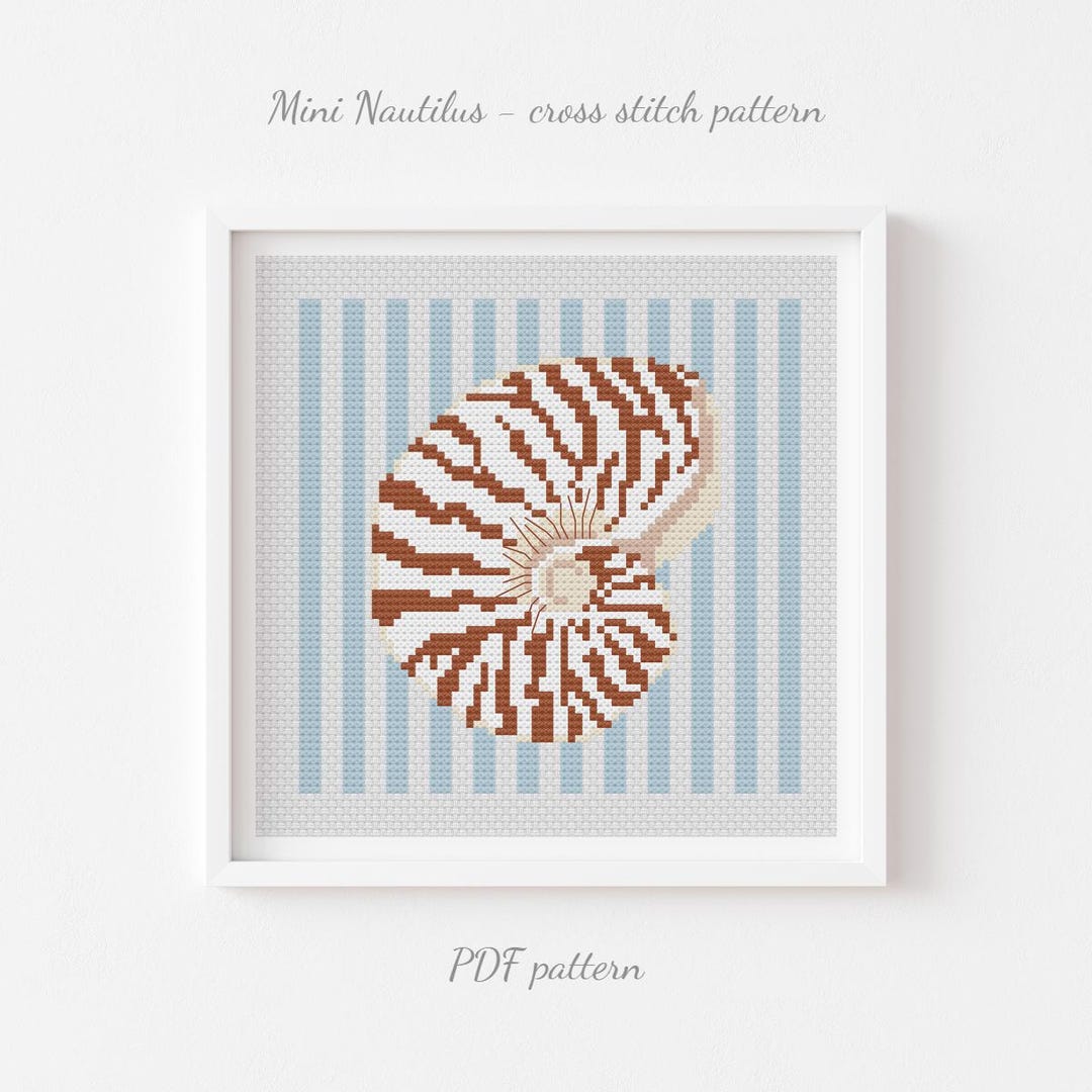 Nautilus Cross Stitch Pattern, Sea Animal Home Decor (PDF Pattern) - Etsy