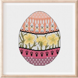 Easter Cross stitch pattern Easter egg Bunny PDF pattern Digital cross stitch Modern cross stitch Home decor Modern Floral art pattern