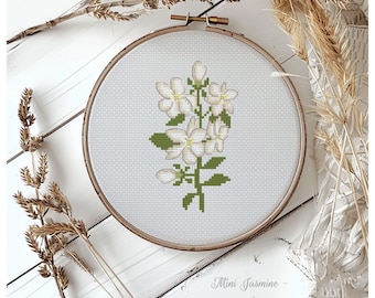 Floral Cross stitch, Jasmine flower, Naturals embroidery, Plant lovers (PDF pattern)