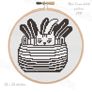 Cat Cross stitch pattern Mini Counted cross stitch chart, Kitten hoop art embroidery, Tiny xstitch Beginner, Instant download PDF Home decor