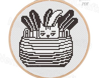 Mini Cat Cross Stitch Pattern, Kitten Embroidery Hoop Art (PDF Pattern)