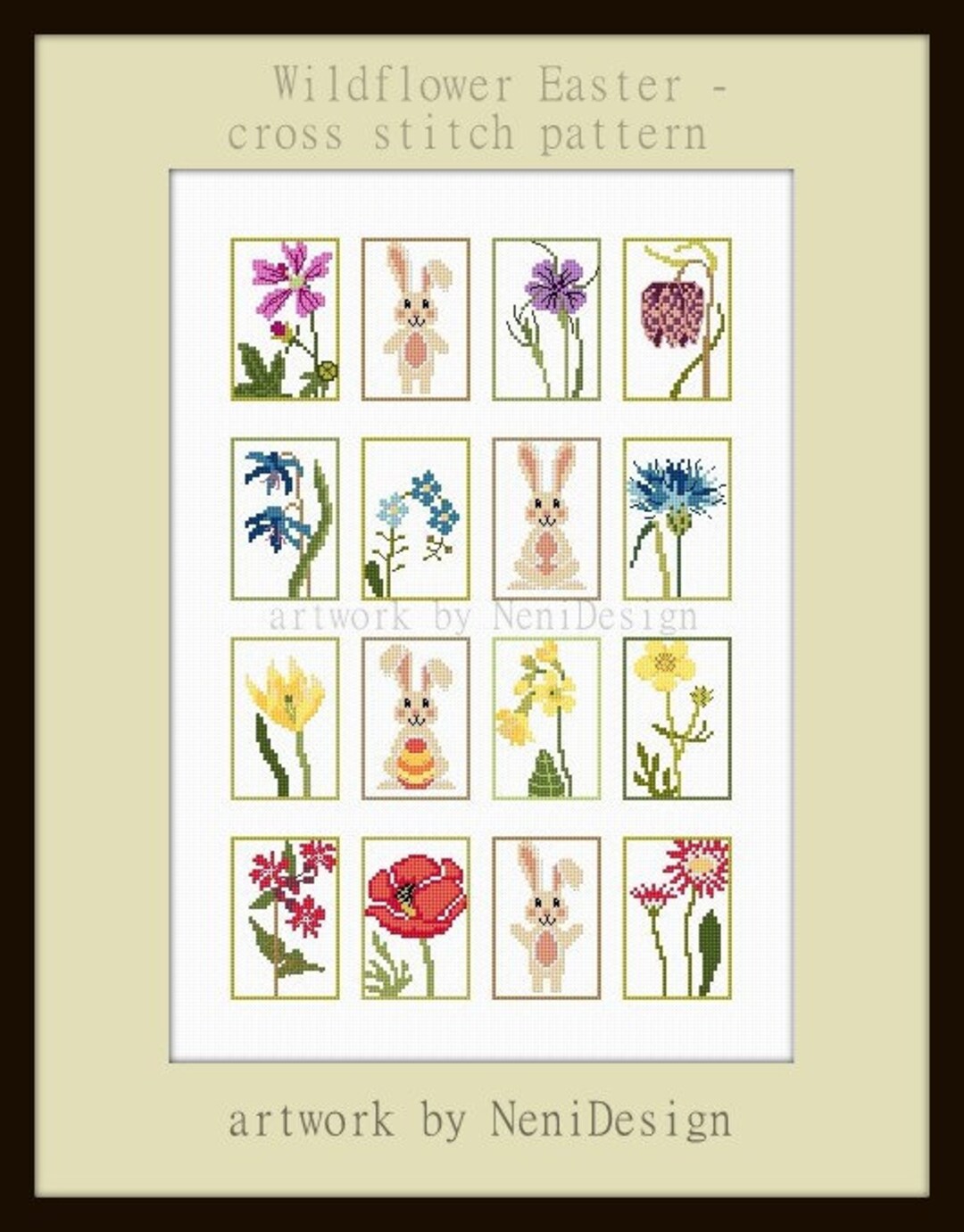 Wildflower Easter, Cross Stitch Pattern, Easter Cross Stitch, Easter ...