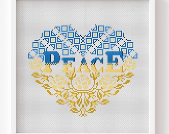 Heart of Ukraine Cross Stitch Pattern, Rose Decor (PDF Pattern)