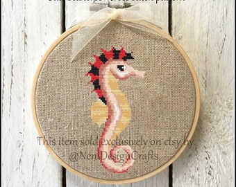 Cute Seahorse Cross Stitch Pattern, Sea Animal (PDF Pattern)