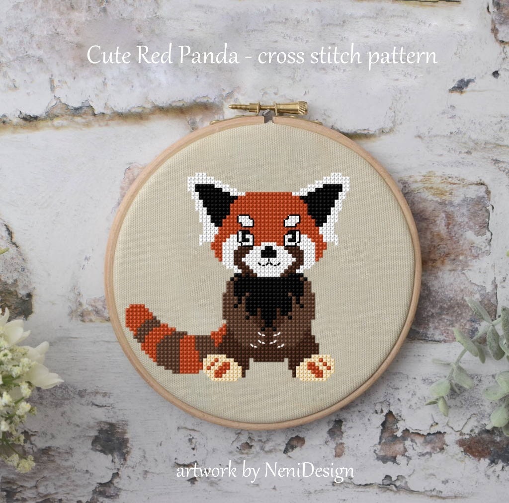 Cute Red Panda cross stitch pattern jungle animal cross Etsy