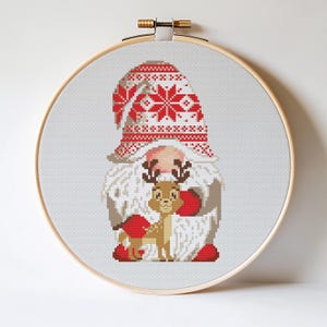 Gnome Cross stitch pattern Norwegian gnome Cute Moose Christmas Home decor PDF pattern Digital art Easy cross stitch Modern Embroidery