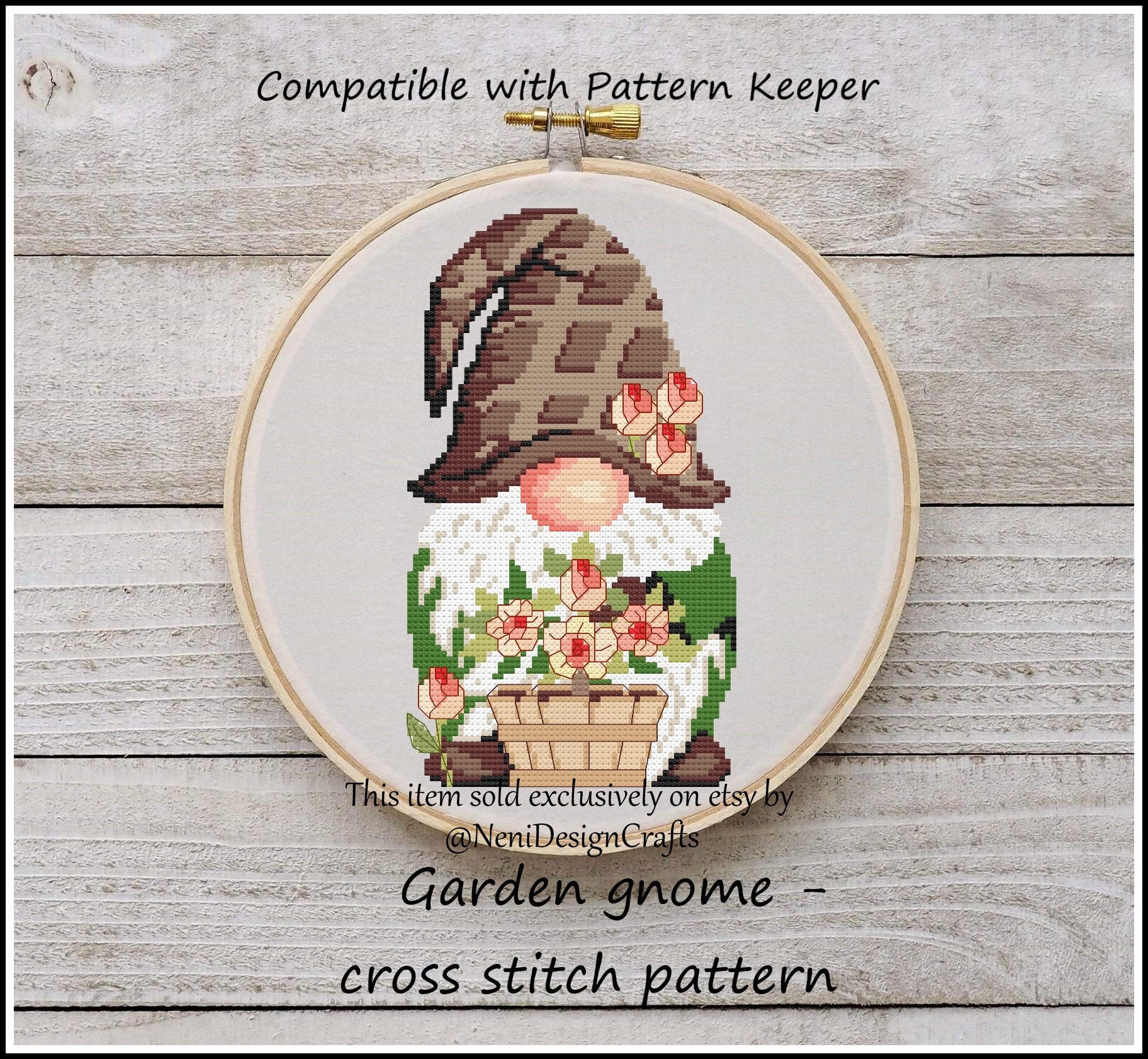 Garden gnome Cross stitch pattern Cute gnome cross stitch - Etsy Nederland