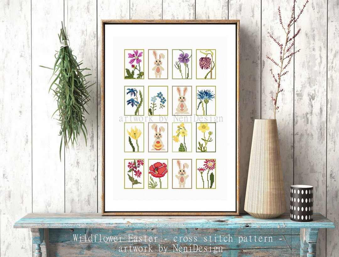 Wildflower Easter, Cross Stitch Pattern, Easter Cross Stitch, Easter ...