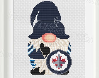 Hockey fan Gnome Cross stitch pattern Hockey team Cute gnome pattern DIY Cute decoration Home decor Hockey fan gnome Wall decor Kids room