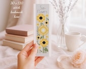 Bookmark Cross Stitch, Sunflowes, Book lovers, Summer design, Small (PDF pattern)