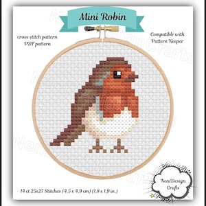 Mini Robin Cross Stitch Pattern DIY Bird Pattern Natural Animal Home ...