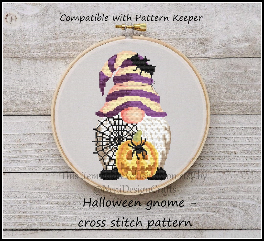 Halloween Gnome Cross Stitch Pattern - Pumpkin DIY (PDF - Etsy