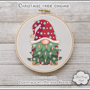 Christmas tree gnome Cross stitch pattern Christmas gnome Holiday decor Home decor Wall decor Cute gnome DIY christmas gifts Holiday Tree