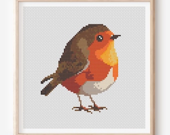 Robin Cross Stitch Pattern, Winter Bird (PDF Pattern)