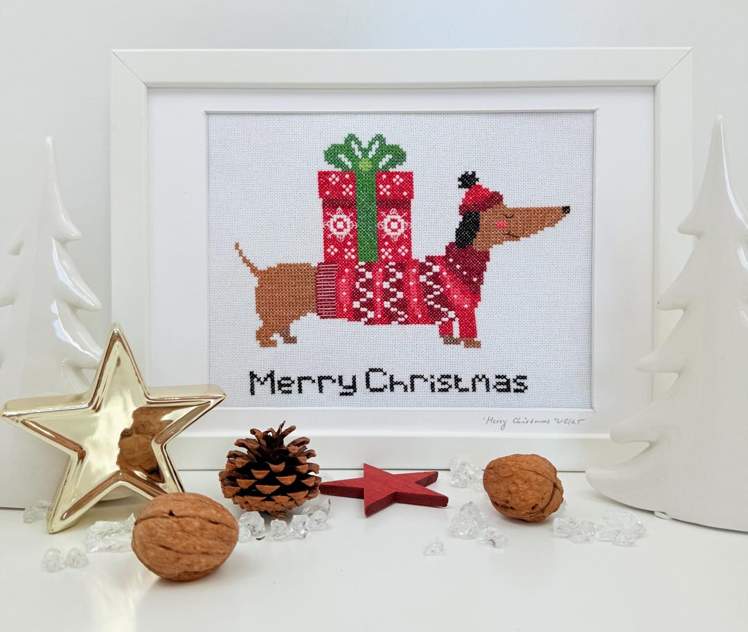 Christmas Dachshund Cross Stitch Pattern, Holiday Dog (PDF Pattern) - Etsy