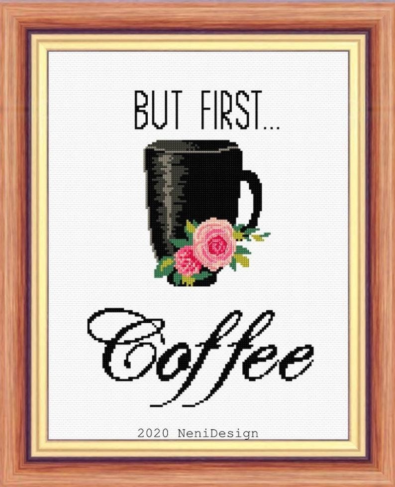 But First Coffee Cross Stitch Pattern - Kitchen Quote (digital Download ...