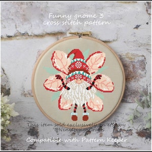 Funny gnome 3 Cross stitch pattern Christmas cross stitch Gnome cross stitch Cute gnome pattern Christmas gift pattern Christmas decoration