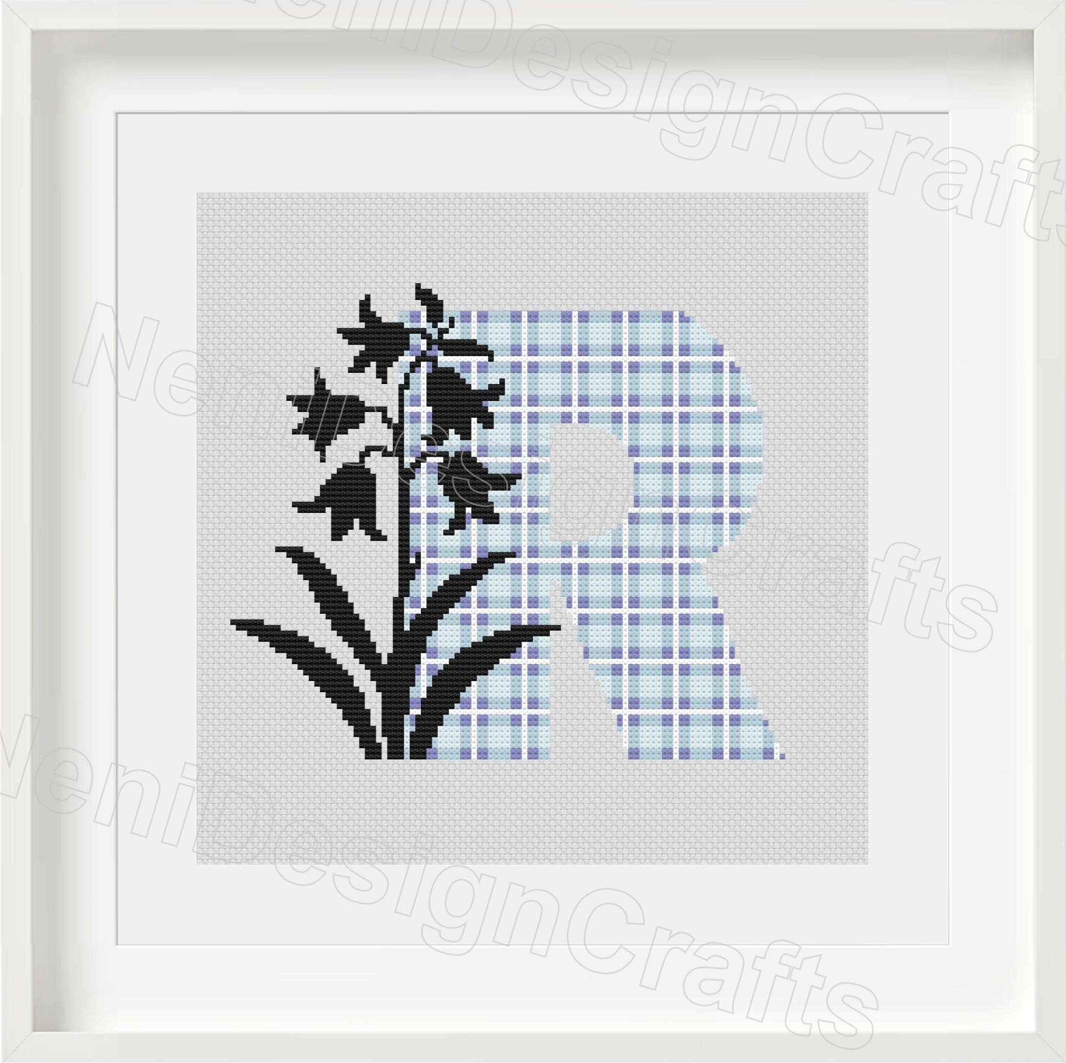 Flower Silhouette Letter R Cross Stitch Pattern (PDF Pattern) - Etsy