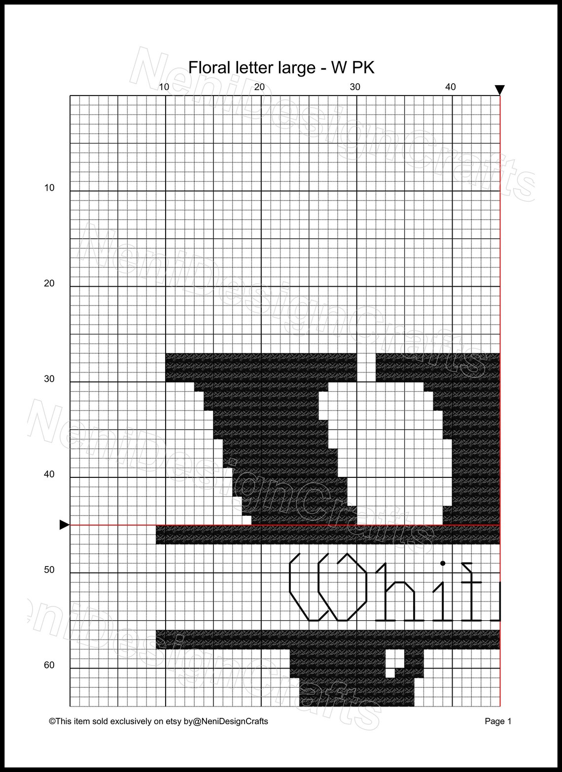 Floral Letter W Cross Stitch Pattern, Customizable Name (PDF) - Etsy