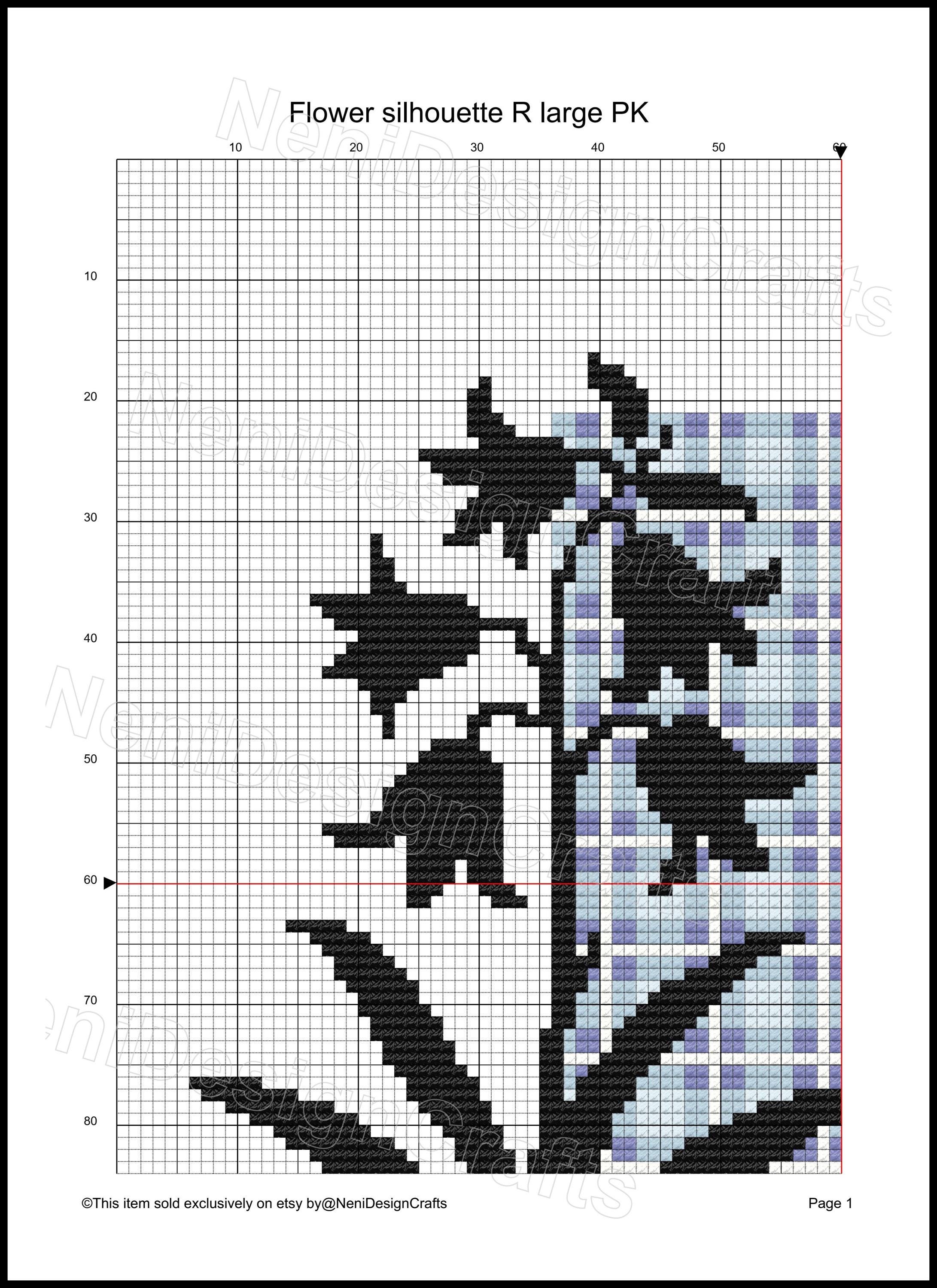 Flower Silhouette Letter R Cross Stitch Pattern (PDF Pattern) - Etsy